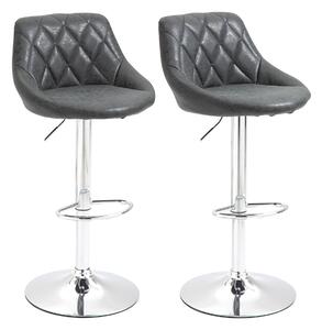 Set 2 Sgabelli da Bar 51,5x48x83-104 cm in Similpelle Nero