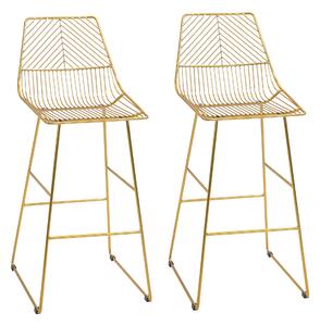 Set 2 Sgabelli Alti da Bar 53x56x110 cm in Metallo Oro
