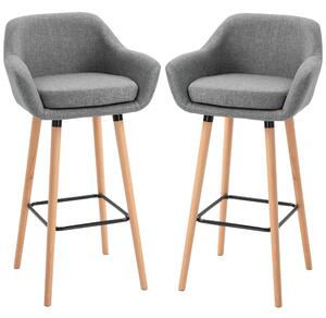 Set 2 Sgabelli da Bar 55x48x100 cm in Tessuto Grigio