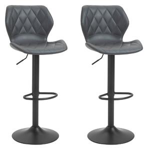 Set 2 Sgabelli Imbottite da Bar 44x50,5x90-110 cm in Similpelle Grigio
