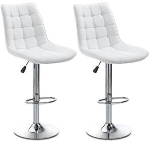 Set 2 Sgabelli 51x60x95/115 cm in Similpelle Bianco