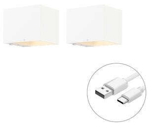 Set di 2 applique bianche con dimmer ricaricabile - Joris