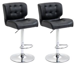 Set 2 Sgabelli Imbottiti 50x55,5x93-114 cm in Similpelle Nero
