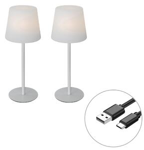 Set di 2 lampade da tavolo ricaricabili bianche 40 cm IP54 - Jude
