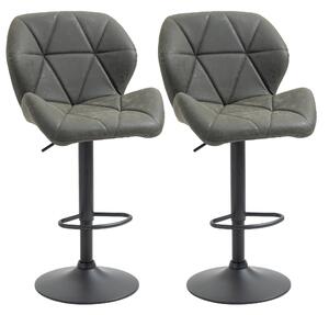 Set 2 Sgabelli da Bar 51,5x57,5x93-114,5 cm in Similpelle Grigio