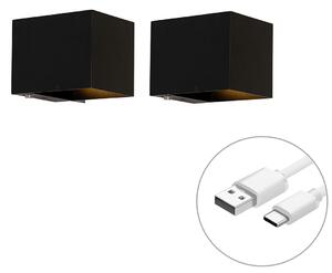Set di 2 Applique Nere con Dimmer Ricaricabile - Joris