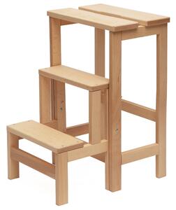 Sgabello Scaletta 60x40x46 cm in Legno Naturale