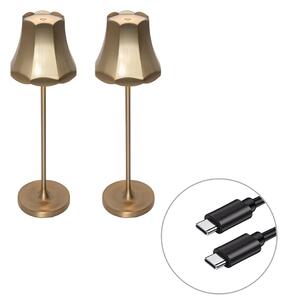 Set di 2 lampade da tavolo retrò oro rosa ricaricabili IP44 - Granny