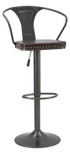 Sgabello Imbottito Detroit 51x48x86-108 cm in Ferro e Spugna e PU Marrone e Grigio