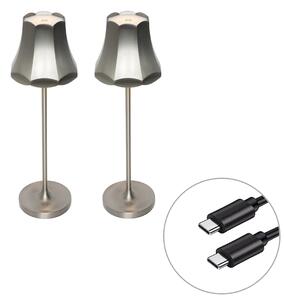 Set di 2 lampade da tavolo retrò in metallo canna di fucile ricaricabili IP44 - Granny