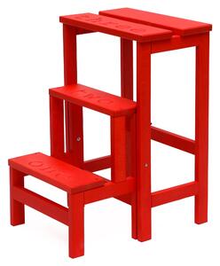 Sgabello Scaletta 60x40x46 cm in Legno Rosso