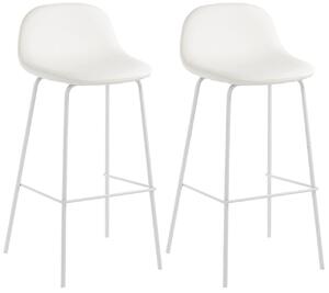 Set 2 Sgabelli 42x43x91,5 cm in Similpelle Bianco