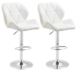 Set 2 Sgabelli da Bar 51,5x57,5x93-114,5 cm in Similpelle Bianche