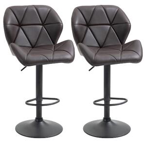 Set 2 Sgabelli da Bar 51,5x57,5x93-114,5 cm in Similpelle Marrone