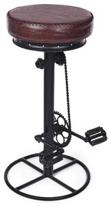 Sgabello da Bar H80 cm in Acciaio Seduta in Vera Pelle Cycle Nero