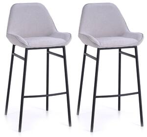 Set 2 Sgabelli 49,5x41x105 cm in Similpelle Grigio Chiaro