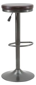 Sgabello Imbottito Round Ø38x60-82 cm in Ferro e Spugna e PU Marrone e Grigio