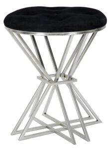Sgabello Oslo Ø40x50 cm in Ferro e MDF e Spugna e Poliestere Argento e Nero