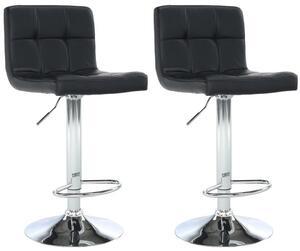 Set 2 Sgabelli 44x38x63/82 cm in Ecopelle con Base Cromata Nero