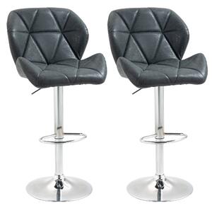 Set 2 Sgabelli da Bar 51,5x57,5x93-114,5 cm in Similpelle Nero