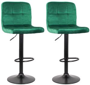 Set 2 Sgabelli 44x38x63/82 cm in Velluto con Base Nera Ottanio