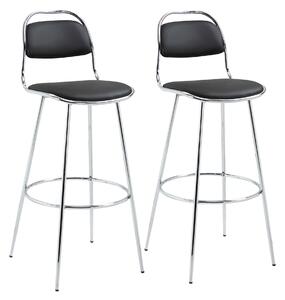 Set 2 Sgabelli Alti da Bar 42,5x48,5x104 cm in Metallo Nero