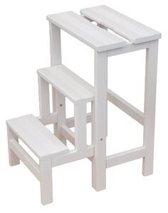 Sgabello Scaletta 60x40x46 cm in Legno Bianco