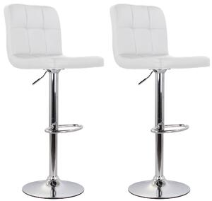 Set 2 Sgabelli 44x38x63/82 cm in Ecopelle con Base Cromata Bianco