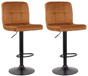 Set 2 Sgabelli 44x38x63/82 cm in Velluto con Base Nera Caramello