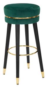 Sgabello Bar Paris Ø35x74 cm in Legno e Tessuto Vellutato Verde