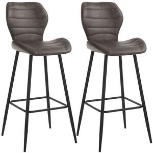 Set 2 Sgabelli 44,5x46x107,5 cm in Similpelle Marrone