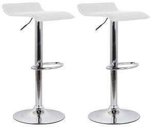 Set 2 Sgabelli 38x40x54/74 cm in Ecopelle con Base Cromata Bianco