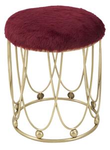 Sgabello Amelie Bordeaux Ø40,5x46,5 cm in Ferro e Spugna e Poliestere Bordeaux e Oro