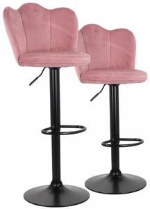 Set 2 Sgabelli 38x38x60/80 cm in Velluto Base Nera Cipria