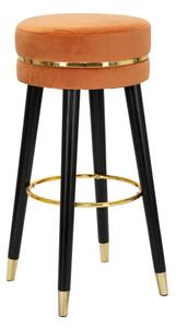Sgabello Bar Paris Ø35x74 cm in Legno e Tessuto Vellutato Arancione