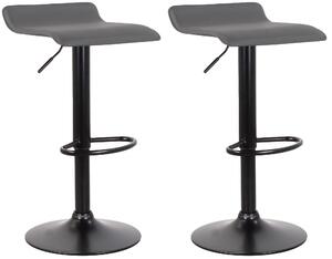 Set 2 Sgabelli 38x40x54/74 cm in Ecopelle con Base Nera Grigio