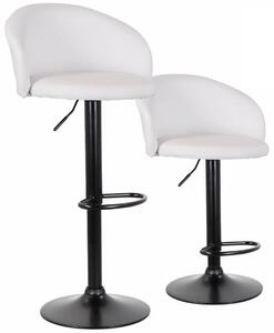 Set 2 Sgabelli 51x44x60/80 cm in Similpelle Base Nera Bianco