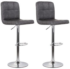Set 2 Sgabelli 44x38x63/82 cm in Ecopelle con Base Cromata Grigio