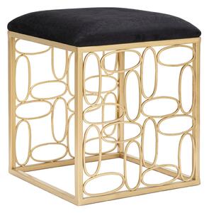 Sgabello Bubbles 38x38x46 cm in Ferro e Spugna e Tessuto Oro e Nero