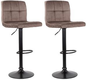 Set 2 Sgabelli 44x38x63/82 cm in Velluto con Base Nera Grigio