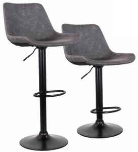 Set 2 Sgabelli 50x44x58/78 cm in Similpelle Base Nera Grigio