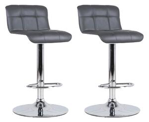 Set 2 Sgabelli Bar 36x38,5xH83/98 cm in Similpelle Kurt Grigio Scuro