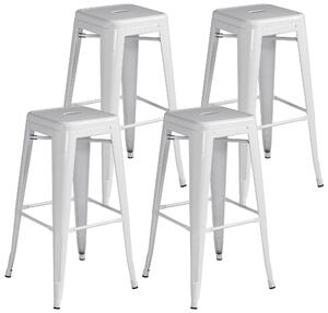 Set 4 Sgabelli Impilabili 44x44x77 cm in Lamiera Galvanizzata Avorio