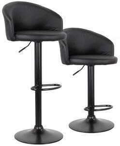 Set 2 Sgabelli 51x44x60/80 cm in Similpelle Base Nera Nero