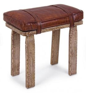Sgabello Charleston Rettangolare in Pelle