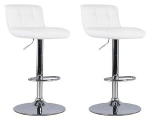 Set 2 Sgabelli Bar 36x38,5xH83/98 cm in Similpelle Kurt Bianco