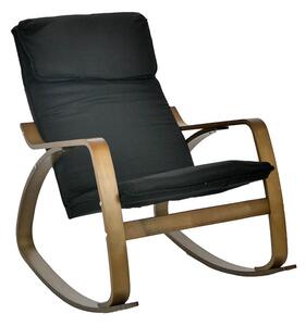 Sedia a Dondolo in Tessuto e Legno con Cuscino 67x95xH90cm Nera