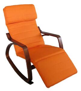 Sedia a Dondolo in Tessuto e Legno con Cuscino e Poggiapiedi 67x110/127xH95cm Arancione