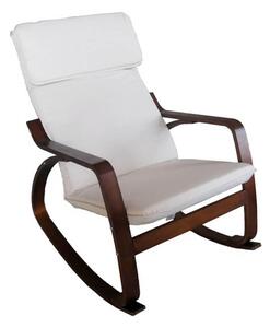 Sedia a Dondolo in Tessuto e Legno con Cuscino 67x95xH90cm Naturale