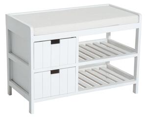 Panca Contenitore da Ingresso in Legno Bianco 69x34x48 cm